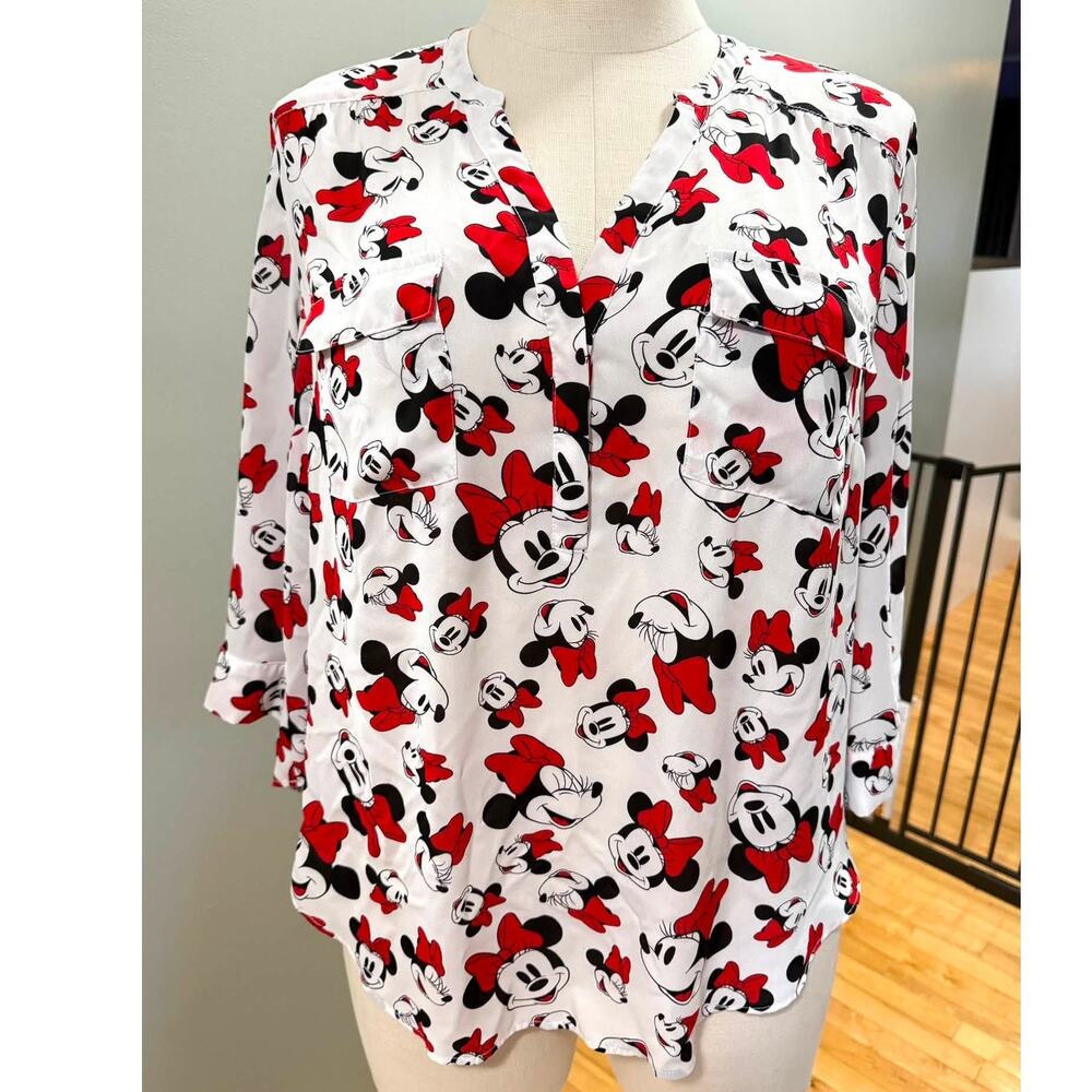Torrid 1 (1x 14/16) Disney Minnie Mouse Georgette Harper Pullover Blouse Shirt